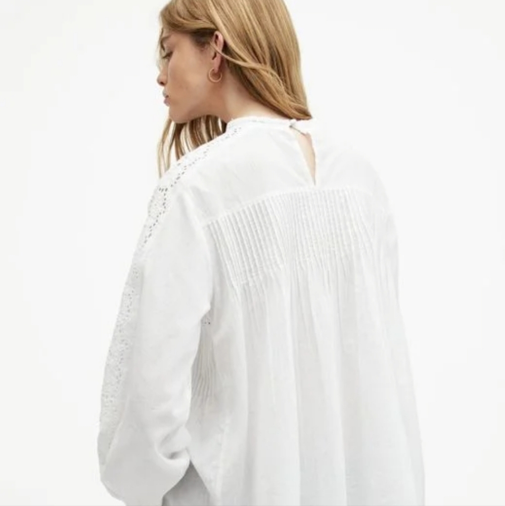 All Saints Elaia Embroidered Lace Trim Top - Picture 3 of 12